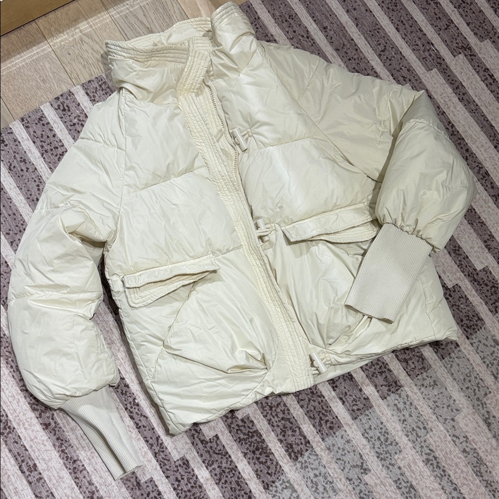 Women's Ivory Puff Jacket - Lightweight Quilted Coat
